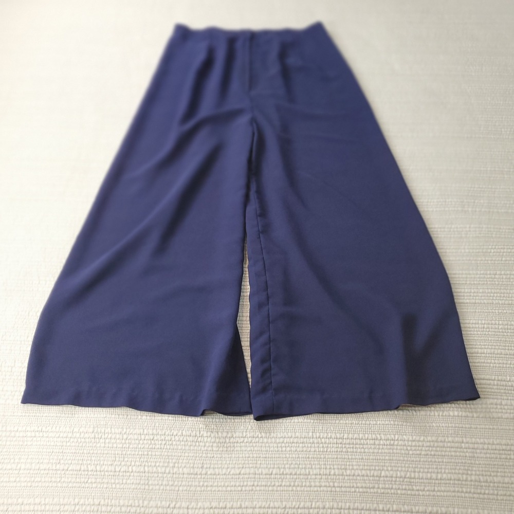 Unbranded Wide Leg Culottes Womens 31 Navy Blue Excellent High Rise Trousers